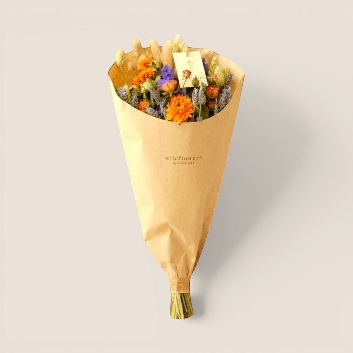 Livlige - ekte tørkede blomster  som varer lenge - i gaven Hel Ved fra gavetil.no